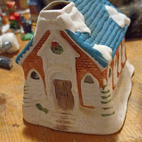 Keramik figur winterhaus - keramik,