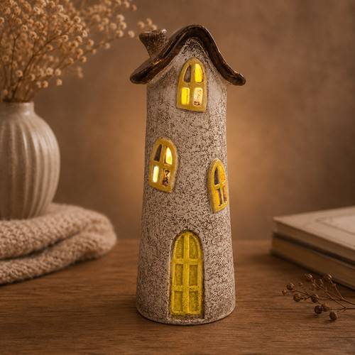 Keramik windlicht haus l257 - windlicht,