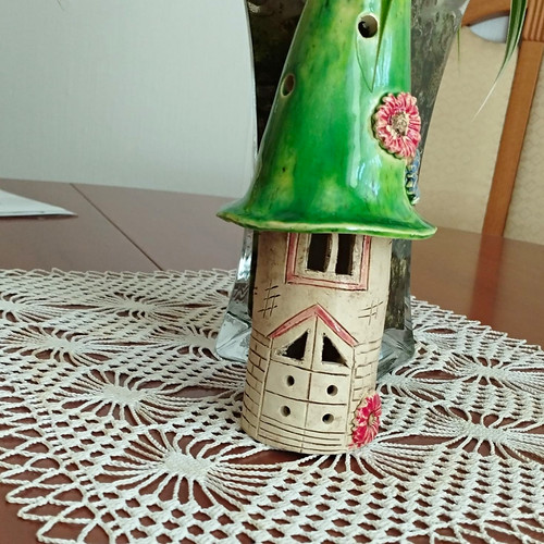 Keramik dekofigur haus mit - keramik,