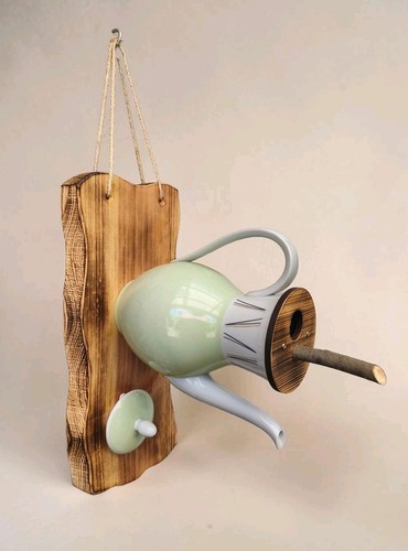 Vogelhaus aus teekanne - teekanne, |