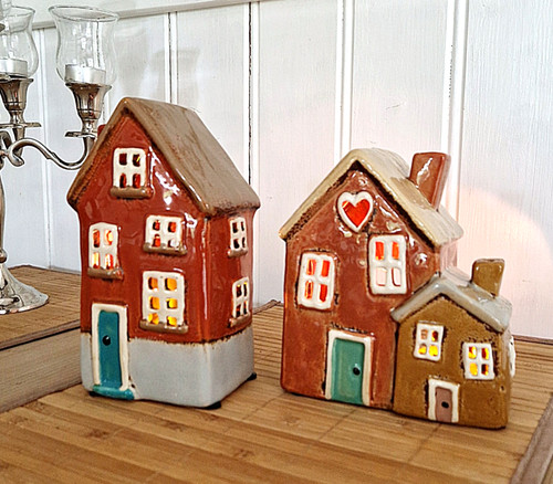 Haus windlicht keramik - 1x,